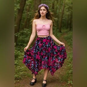 Cato Y2K Fairy Forrest Whimsy Butterfly Mesh Asymmetrical Skirt Small NEW